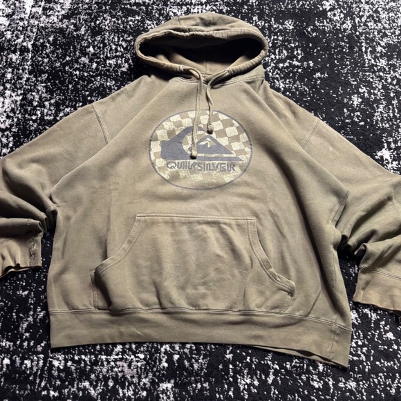 Quiksilver Other - Quiksilver Mens Hoodie Y2K Surf Checkerboard Logo Pullover Olive Green XL